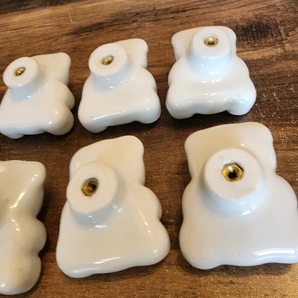 Teddy Bear Pewter Knobs Drawer Pulls Lot of 8 Light Blue Bowtie 2" x 1.5" New - Picture 8 of 8